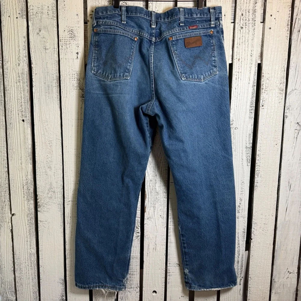 VTG Wrangler Relaxed Fit‎ Distressed Blue Denim Jeans Men's 36 x 30 Coboy Rodeo - Picture 7 of 11